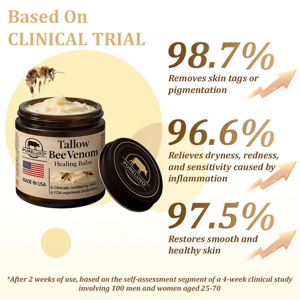 【70% OFF Ends Today】Pureluxo® 🐄Tallow Bee Venom Healing Balm（Targets Bumps, Wrinkles & Stressed Skin — Without Steroids）